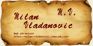 Milan Vladanović vizit kartica